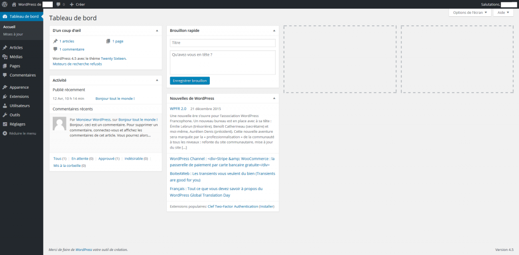 Administration de WordPress