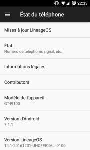 Lineage OS 14.1 sur Samsung Galaxy SII I9100